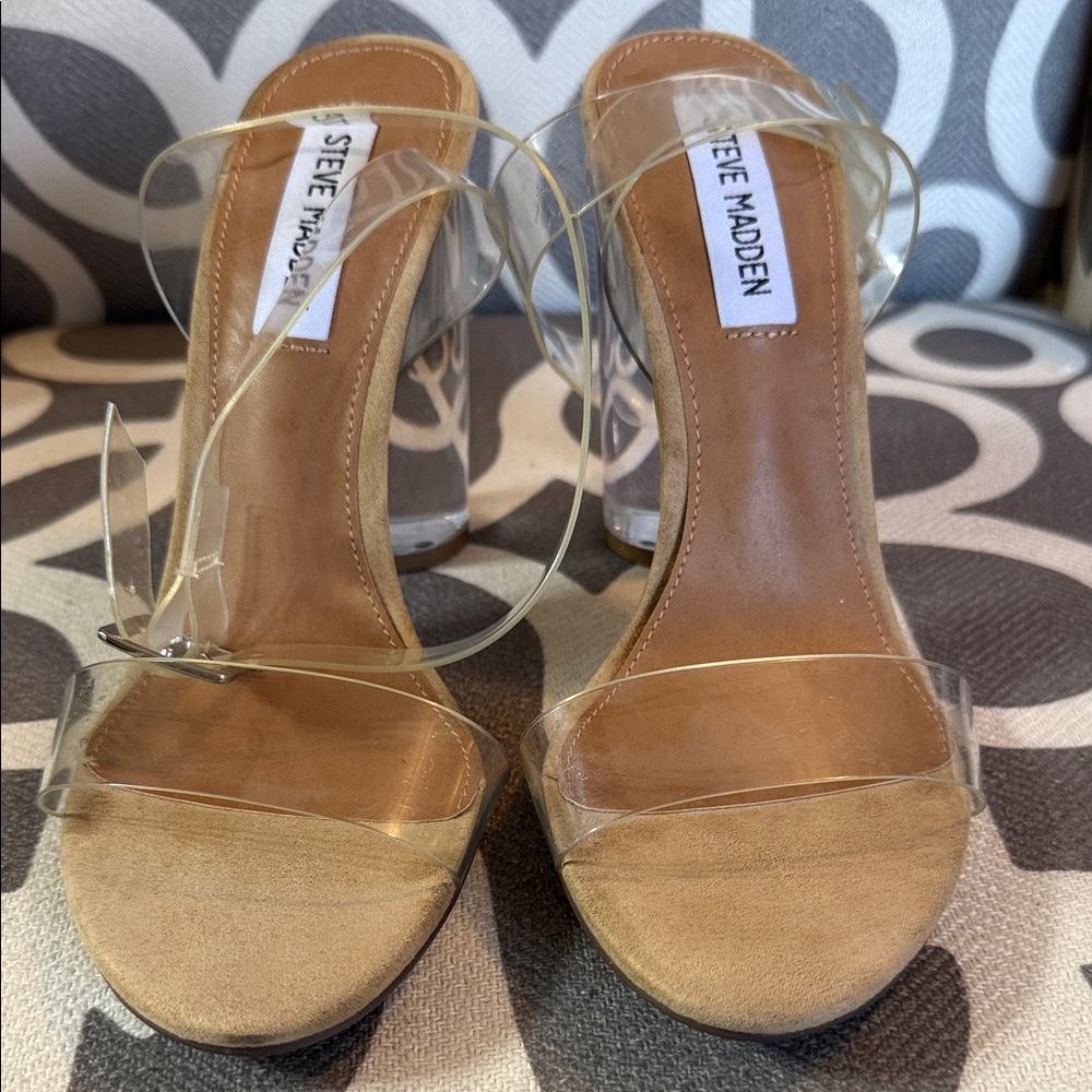 Steve Madden Transparent Strap Heels - Tan